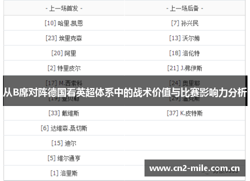 从B席对阵德国看英超体系中的战术价值与比赛影响力分析